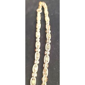 Vintage 16"  Kiam Family Gold Crystals Silvertone  Chain Steampunk Necklace